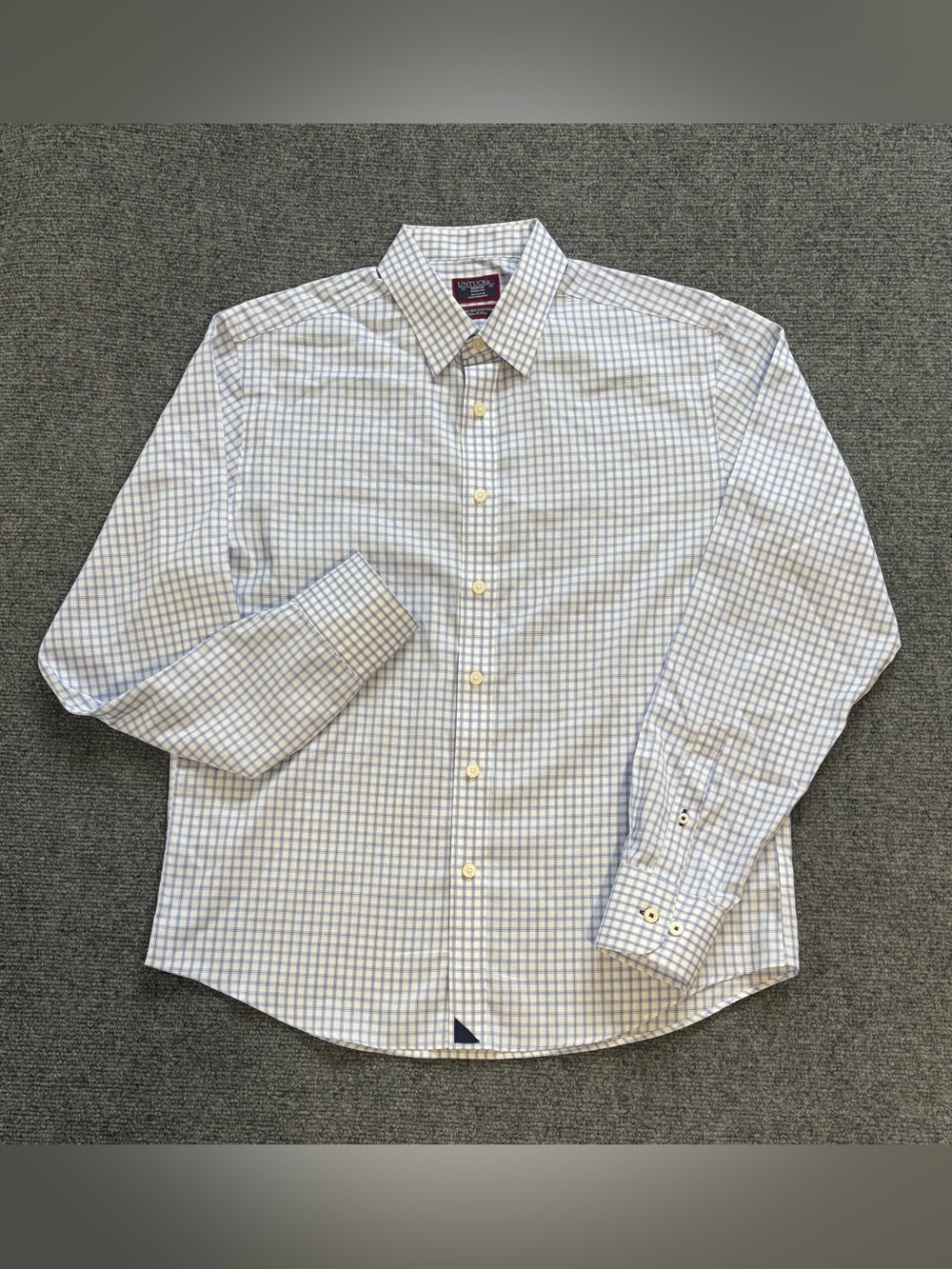 UNTUCKit Antinori Men's M Blue White Check Plaid Long Sleeve Shirt 100% Cotton